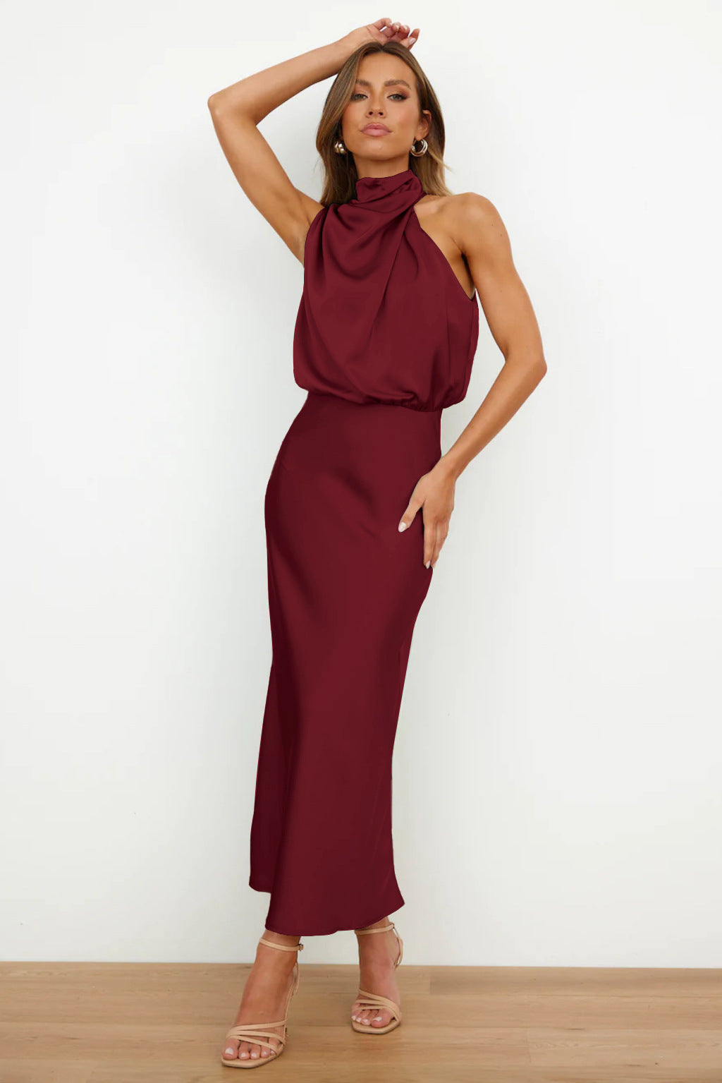 Wholesale  spring and summer hot new high-end satin sleeveless dress elegant